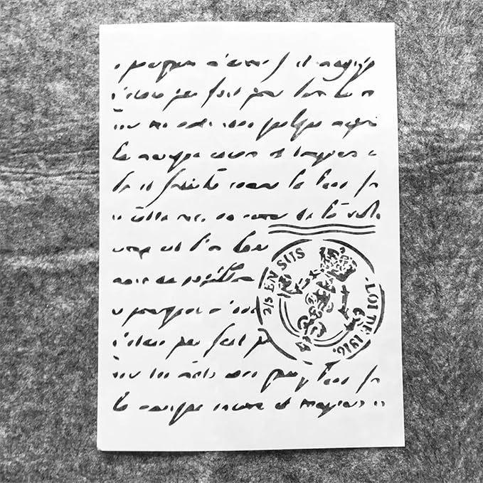 TIAMECH A4 Reusable Script Stamp Stencil for Painting - Vintage Paragraph Letters Layering Template, DIY Wall Art, Wood Furniture, Scrapbook & Crafts (8.3x11.7inch)