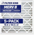 Filter King 19.5x19.5x2 Air Filter | 5-PACK | MERV 8 HVAC Pleated A/C Furnace Filters | MADE IN USA | Actual Size: 19.5 x 19.5 x 1.75"