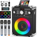 Karaoke Machine with 3 Wireless Microphones for Adults, Portable Bluetooth Party Speaker with Echo Adjustment, Singing Machine Support TWS/USB/TF Card/Guitar/TV Connected for Outdoor/Events etc