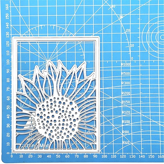 Mvchifay Cutting Dies for Card Making Metal Die-Cuts Scrapbooking Tool Hollow Frame DIY Craft Punch Template Embossing for Paper Album Decor (Sunflower Frame-12.6x9.8cm)