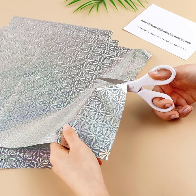 Briartw 20x29cm Hot Foil Paper 50 Sheets Pack Toner Reactive Foil Hot Stamping Foil Paper by Laser Printer and Laminator for Scrapbooking Craft Cardmaking DIY Album (Silver Snowflake, 50 Sheets)