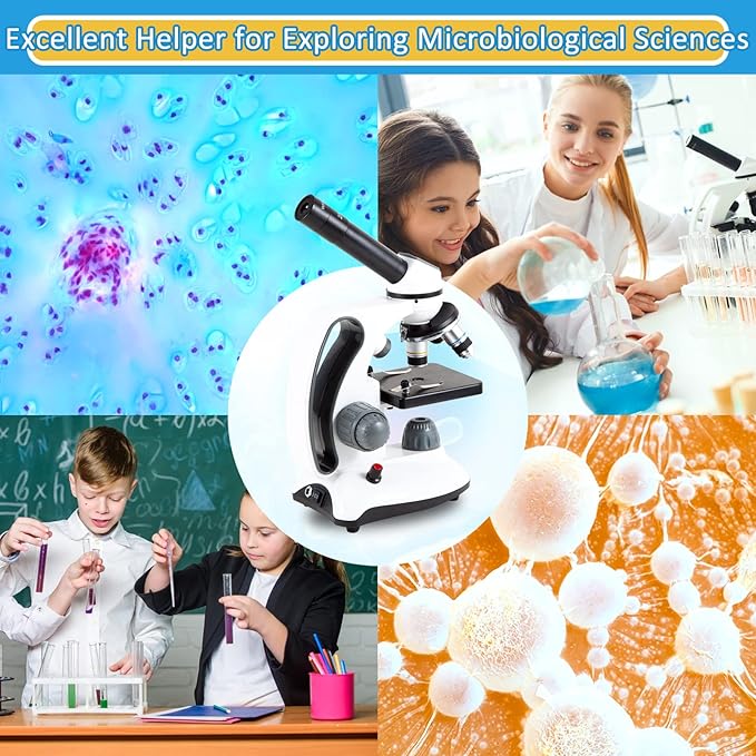 40X-2000X Microscopes for Kids Students Adults, with Microscope Prepared Slides 30p, Microscope Accessories, Phone Adapter, Microscopes for School Laboratory Home Education