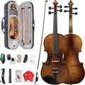 Vangoa Violin 4/4 Full Set Size, Fiddle Solid Spruce Wood Tiger Pattern for Professional Advanced Intermediate Beginners Adults Student Starter Acoustic Violins Kit Outfit Ebony Fittings, Hard Case