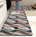 Kitchen Mats for Floor Modern Abstract kitchen rugs Grey and Orange Stripe Anti Fatigue Kitchen Mats Waterproof Floor Mats Cushioned Non-Skid Standing Mats for Kitchen, Set of 2,17.3 x 28+17.3 x 47