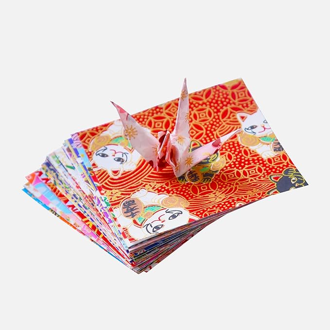 50 Origami Paper Yuzen Washi Paper Different Patterns Japanese Print 3x3 inches for Wedding Decor Japanese Designs, Mixed Patterns for Origami, Scrapbooking, DIY Gifts Origamipolly