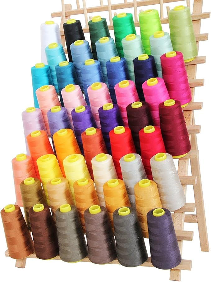 AK TRADING CO. 4-Pack Yellow All Purpose Sewing Thread Cones (6000 Yards Each) of High Tensile Polyester Thread Spools for Sewing, Quilting, Serger Machines, Overlock, Merrow & Hand Embroidery