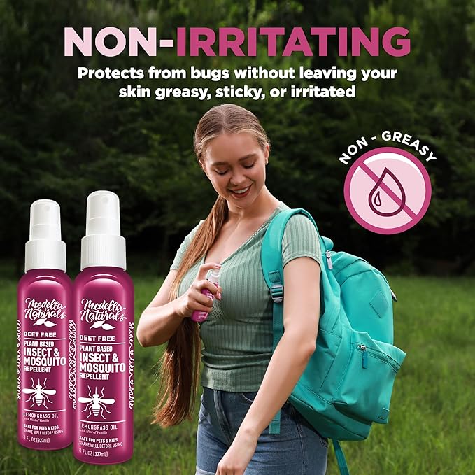 Shine Like Sable Deet-Free Insect & Mosquito Repellent 2 Pack 8oz – Kid & Pet-Safe, Pleasant Insect Repellent w/Lemongrass Oil - Insect Repellent Against Mosquitoes, Gnats, Black Flies, & No-See-ums