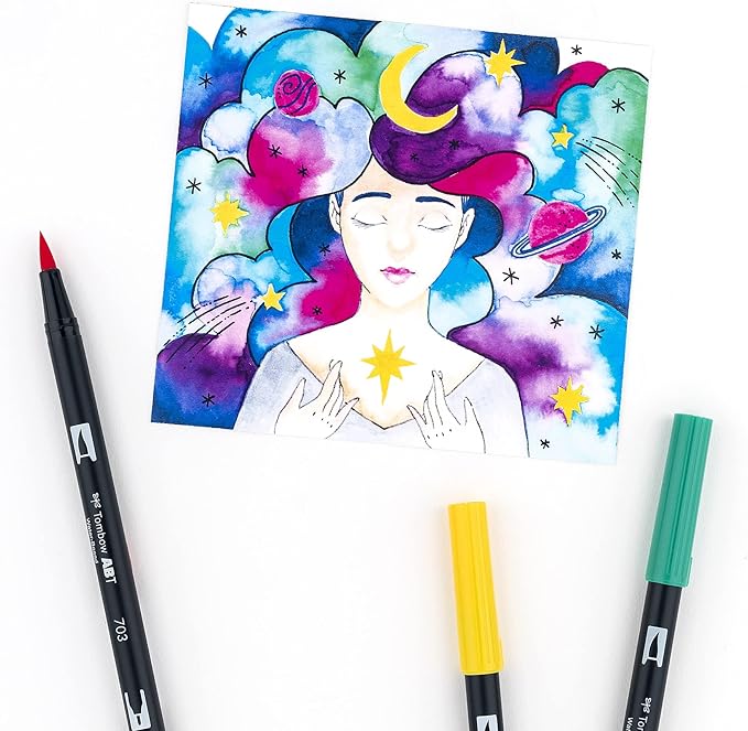 Tombow 56188 Dual Brush Pen Art Markers, Galaxy, 10-Pack. Blendable, Brush and Fine Tip Markers