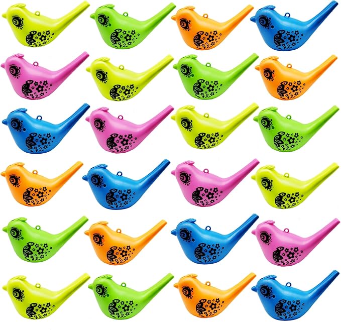 24 Pcs Bird Water Whistle Party Whistles for Kids Novelty Water Warblers Bird Whistle Toy Musical Instrument Toy for Party Favors,Birthday Gift, Party Gifts
