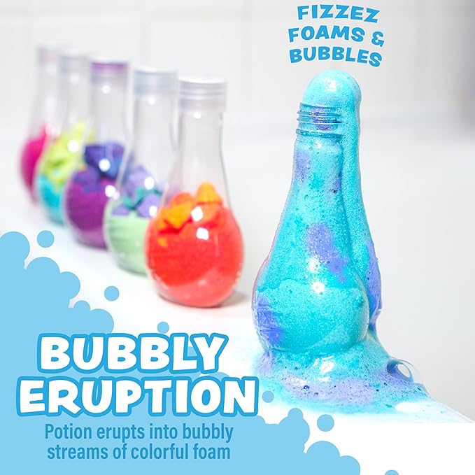 Tub Works® Kids Bath Bomb Potion™ Bath Toy, Variety 6 Pack | Nontoxic | Fizzes, Foams & Bubbles with an Eruption of Color | Interactive Bath Bombs | Fun Science Toddler Bath Toys