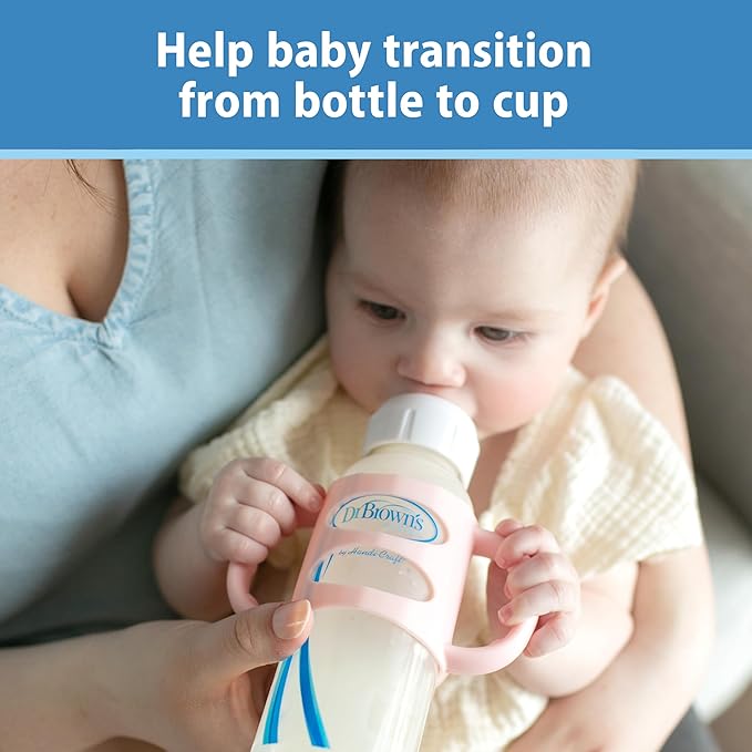 Dr. Brown's Narrow Baby Bottle Handles, 100% Silicone, Easy Grip Removable Handles for Bottle to Sippy Cup Transition, Black, 4m+