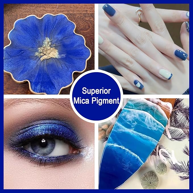 Matio Blue Mica Powder, 0.7oz/20g Premium Mica Pigment Powder Natural Epoxy Resin Color Pigment for Soap Dye, Bath Bombs, DIY Arts Crafts Additive Acrylic,Woodworking,Car Freshie Supplies (Royal Blue)
