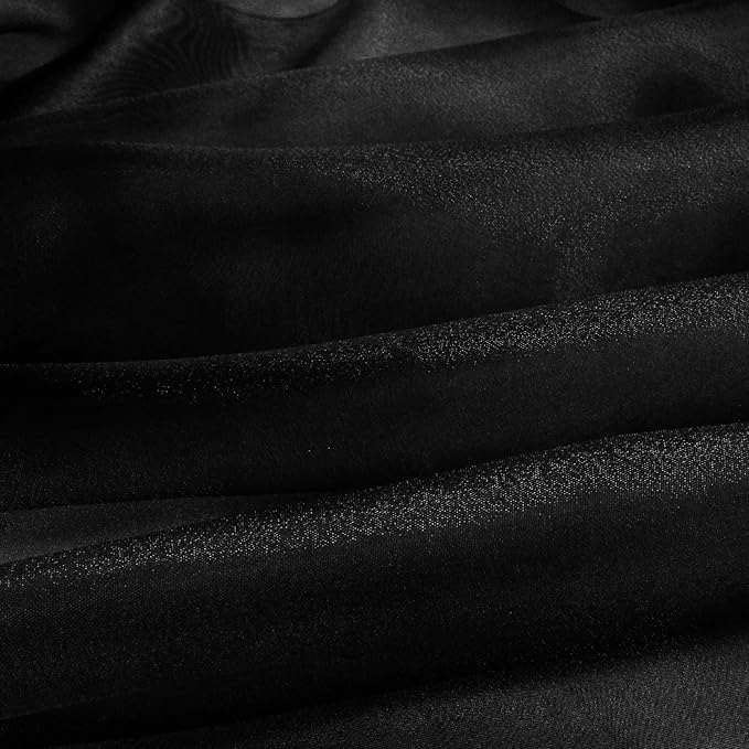 VACVELT Sheer Organza Fabric by The Yard, 60 Inch Wide Black Organza Fabric Bolt Bridal Sheer Tulle Fabric, Silk Organza Fabric Roll for Wedding Party Decorations Backdrop Curtain (2 Yards)