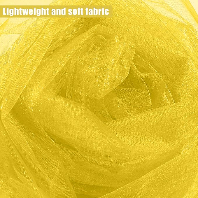 Crystal Organza Tulle Sheer Fabric Backdrop Curtains for Wedding Baby Shower Birthday Party Event Decor, 19” by 30 Yard (Gold)