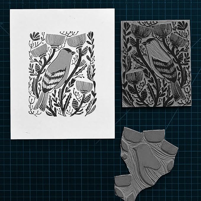 Falling in Art Soft Linoleum Carving Block, 9 Inches by 12 Inches, Grey, 2-Pack