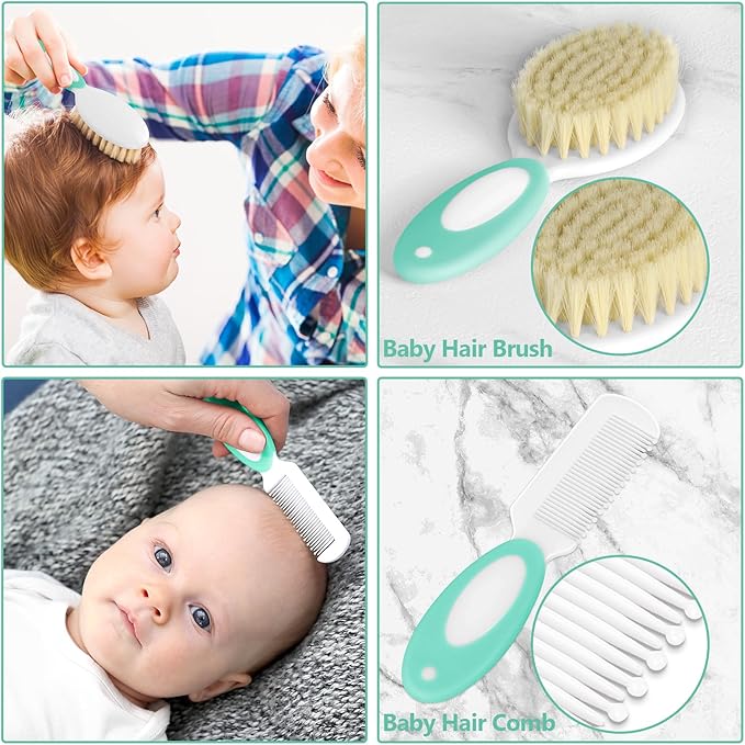 Baby Healthcare and Grooming Kit for Newborn Kids, 24PCS Upgraded Safety Baby Care Kit, Newborn Nursery Health Care Set, Baby Care Products (Green)