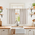 YoungsTex Cafe Linen Curtains 36 Inch Length for Kitchen Window Over Sink - Small Half Window Drapes Semi Sheer Light Filtering with Rod Pocket Back Tab for Bathroom, 2 Panels, 30 X 36 Inch