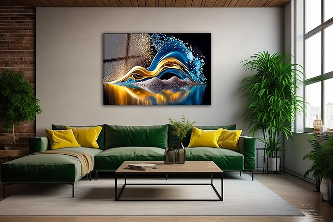 SpiritualHands Colorful Abstract Printed Tempered Glass Wall Art Painting for Living Room, Tempered Glass Modern Prints Decor, Large Vivid Color Panel for Bedroom, Kitchen, or Office
