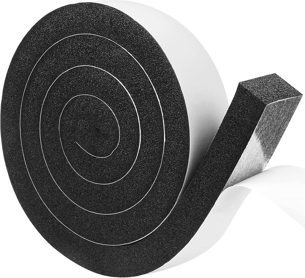 YIJUHOU Weather Stripping Door Seal Window Air Conditoner Insulation Foam Seal Tape Black Open Cell Door Seal Strip (2IN*1IN*6.5FT)