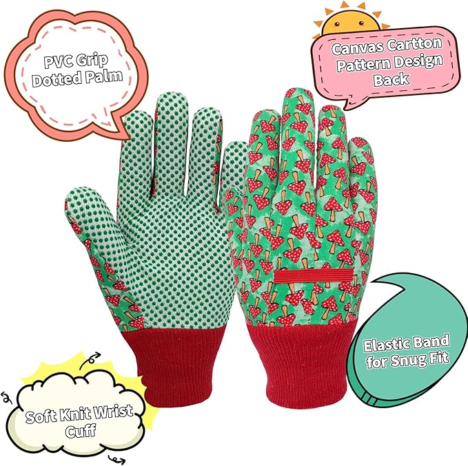 Kids Gardening and Garden Gloves for Toddler,Children's Yard Work Glove,Gift,Cute Pattern,Age3-8