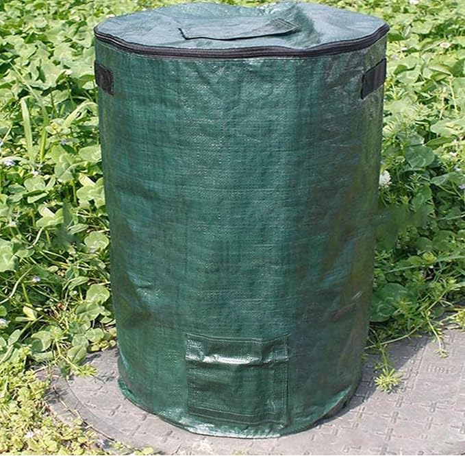 Large Compost Bin Bags,Garden Compost Bin Bags 80 Gallon(300L) Outdoor Foldable Garden Yard Garbage Cans Leaf Bag (Green 2pcs)
