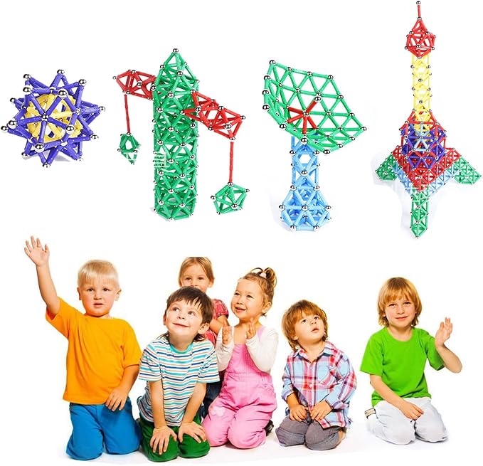 308Pcs Magnetic Building Sticks Blocks, Magnet Educational Toys STEM Toys for Kids and Adult, 3D Construction Building Toy with Storage Bag