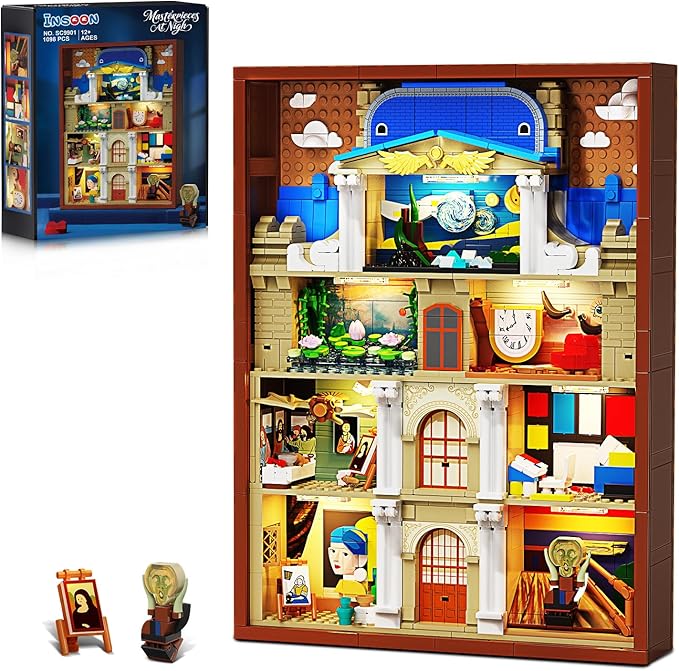 Artworks Painting Frame Building Set with Lights, Artistic Painting Building Brick for Home Office Decor, Collectible Art Building Block Kit for Adults Boys Girls Ages 12+ (Not Wall-Mountable)