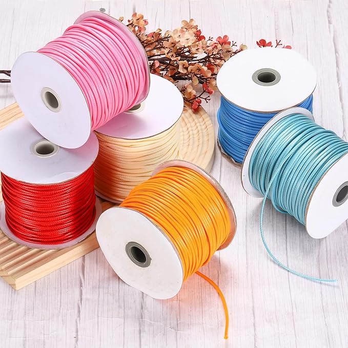 MECCANIXITY Waxed Cord 2.5mm Waxed Polyester Cord 87 Yard Wax String for Bracelet Making, Necklaces, Beading, Jewelry Making and DIY Crafts(Sky Blue)