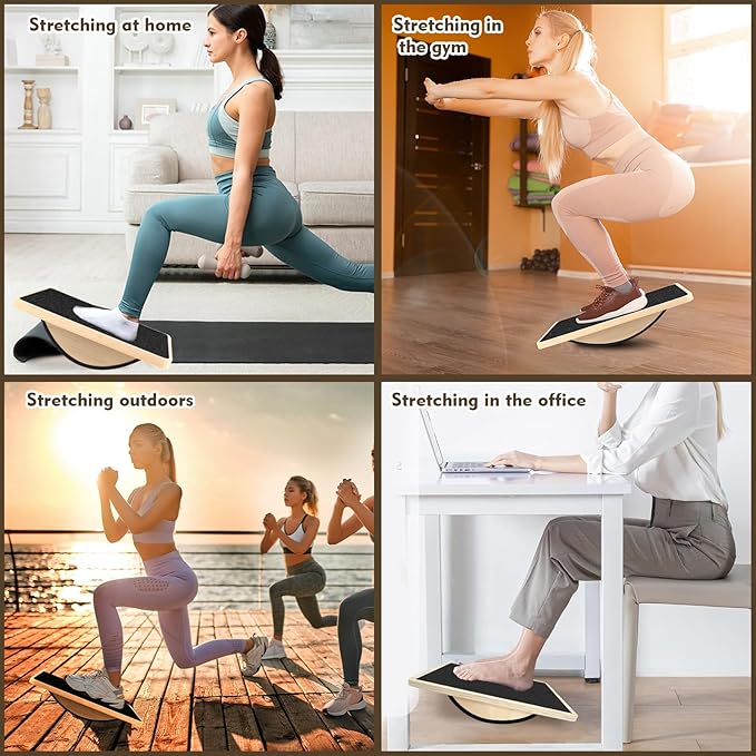 Balance Board for Adults-Anti-Slip Wobble Slant Board for Physical Therapy,Office Balance Beam,Core Strength Trainer-Wooden Rocker Board