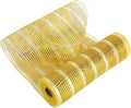 MEEDEE Gold Deco Mesh 10 Inch Deluxe Wide Foil & Iridescent Metallic Stripe Mesh Ribbon for Wreaths, Christmas Tree, Garland, Gift Wrapping, Bows Making (30 Feet)