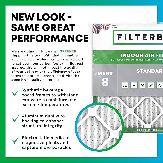 Filterbuy 20x23x5 Air Filter MERV 8 Essential Dust & Allergy Defense (2-Pack), Pleated HVAC AC Furnace Filters for Bryant, Carrier, BDP, Day & Night, and Payne (Actual Size: 19.81 x 22.56 x 4.25)