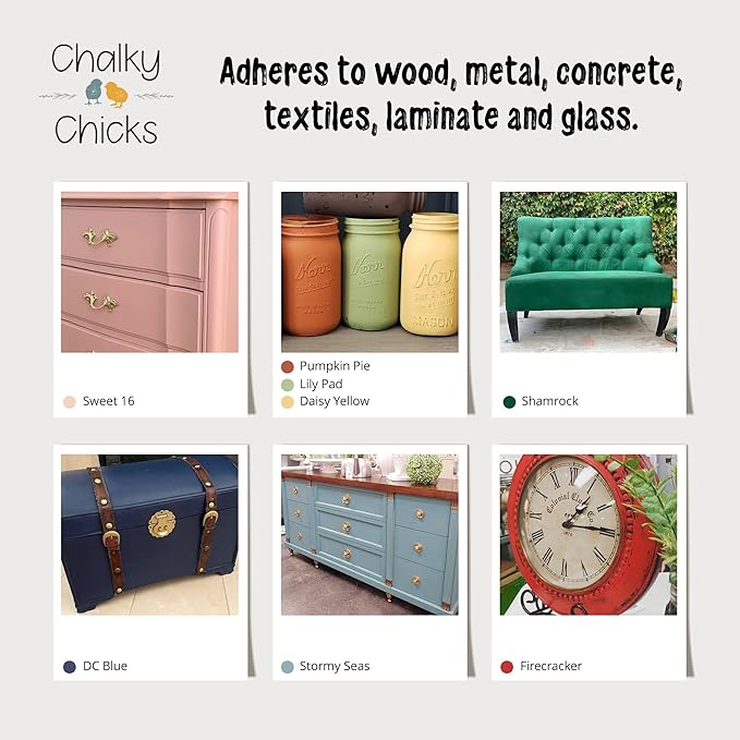 Chalky Chicks All-in-One Chalk Paint for Furniture or Cabinet - 4 Fl Oz - Matte Finish Blue Steel (Blue Gray) for Metal, Wood Furniture Paint - No Sanding All-in-One for Home Decor & Crafts, USA Made