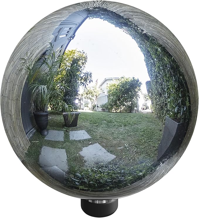 Alpine Corporation 10" Diameter Indoor/Outdoor Glass Gazing Globe Yard Decoration, Silver