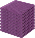 Homaxy 100% Cotton Waffle Weave Kitchen Dish Cloths, Ultra Soft Absorbent Quick Drying Dish Towels, 12 x 12 Inches, 8-Pack, Purple