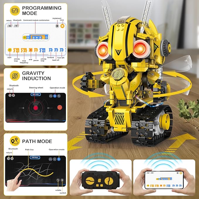 5 in 1 STEM RC Robot Building Kit, 673PCS Remote & App Controlled Jets Building Blocks Set, Robotic Technic Creative Toys, DIY Build Science Learning Gift for Boys Girls Age 6 7 8 9 10 11 12+