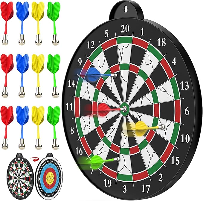 Magnetic Dart Board - 12pcs Magnetic Darts - Excellent Indoor Game and Party Games - Gifts for 5 6 7 8 9 10 11 12 Year Old Boy Kids