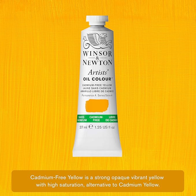 Winsor & Newton Artists' Oil Color, 37ml (1.25 oz) Tube, Cadmium-Free Yellow