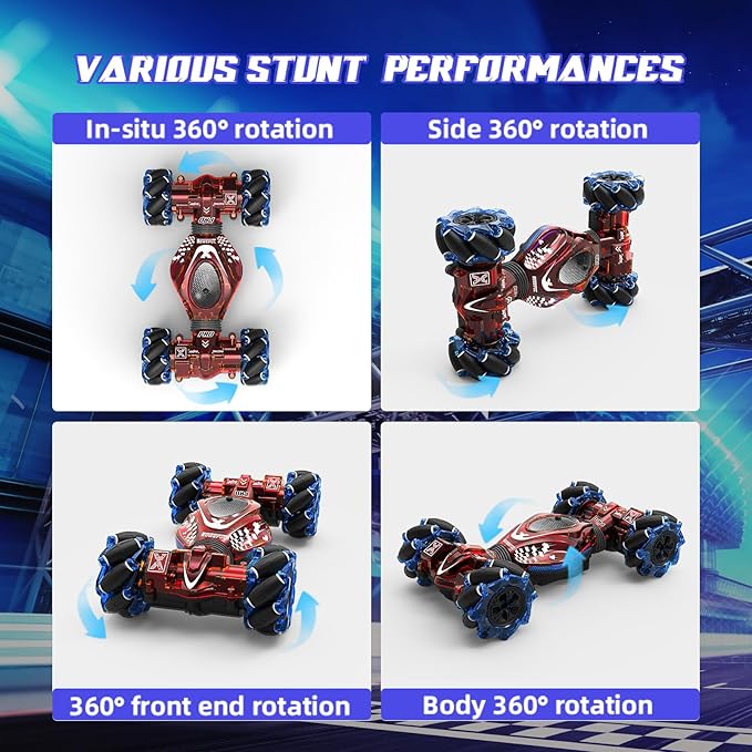 Remote Control Gesture Sensor Toy Cars Drift Twist Car 360° Rotate Off-Road Vehicle with Light Music for 6 7 8 9 10 11 12 Years Old Kids Birthday Xmas Gift