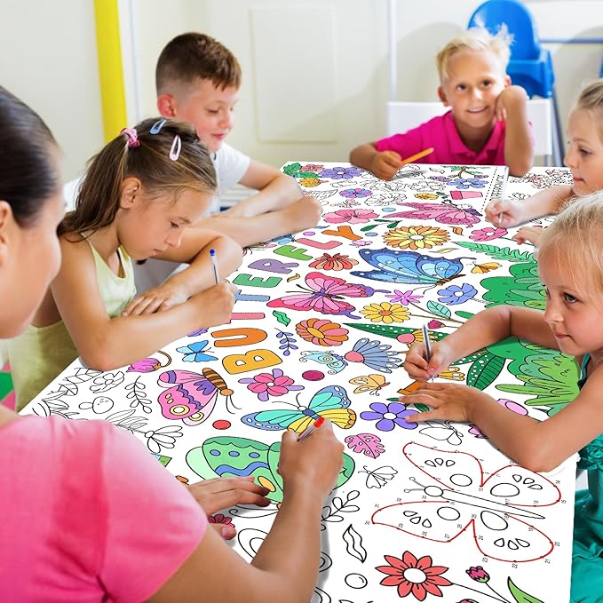 Butterfly Birthday Party Giant Coloring Poster - 31.5X 72 Inches - Versatile Classroom Wall Décor & Butterfly Birthday Decorations-Poster or Table Cover for School Parties and Special Events