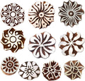 Royal Kraft Round Wooden Printing Stamps (Set of 10) - DIY Henna Fabric Textile Paper Clay Pottery Blocks Htag2163
