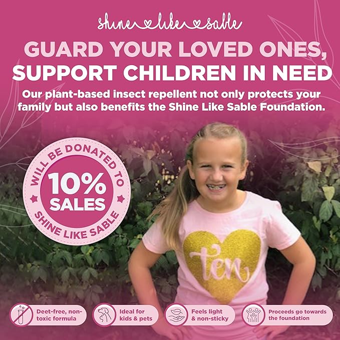 Shine Like Sable Deet-Free Insect & Mosquito Repellent 2 Pack 8oz – Kid & Pet-Safe, Pleasant Insect Repellent w/Lemongrass Oil - Insect Repellent Against Mosquitoes, Gnats, Black Flies, & No-See-ums