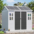 CDCASA 8x6 FT Resin Storage Sheds with Floor, Waterproof Large Outdoor Sheds & 2 Windows,Outside Plastic Tool Shed for Backyard Garden Patio Lawn
