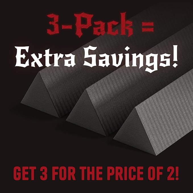 The Foamory's Instant Edge EVA Foam Pre Cut Equilateral Triangle Bevel. 5-30mm x 1M Black EVA Beveled Trim Save Time on Cosplay, Costume Edging and Armor Detail. High Density 85kg/m³ Craft Foam Dowel