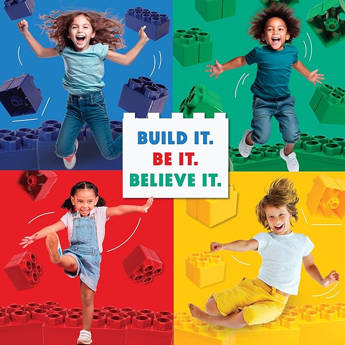 Big Blocks for Kids Ages 4-8 — Indoor & Outdoor Blocks Kids Games — White Large Building Blocks - 48 pc