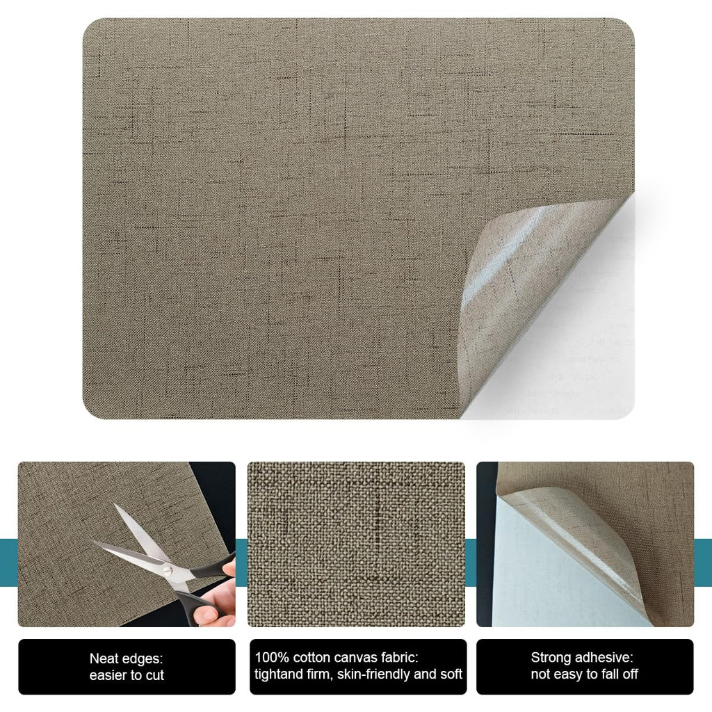 J.CARP 2Pcs Linen Repair Patches, Large Self-Adhesive Fabric Patch for Sofas, Couch, Furniture, Car Seats (8 * 11 inches-2PCS Floral Khaki)