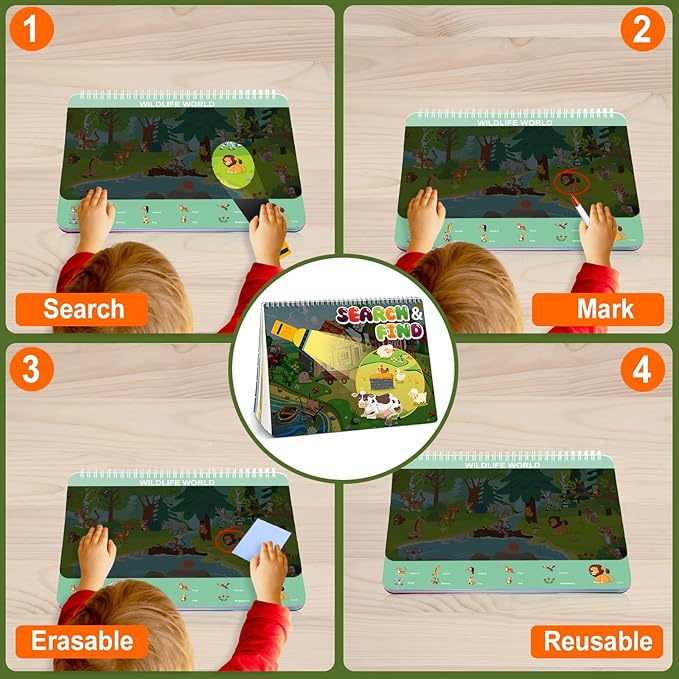 Search and Find Books for Kids 3-5,Toddler Preschool Larning Activities Educational Toys for 3 4 5 6 Year Old Boys Girls, Travel Game for Road Trip Car Airplane, Easter Basket Stuffers Gifts for Kids