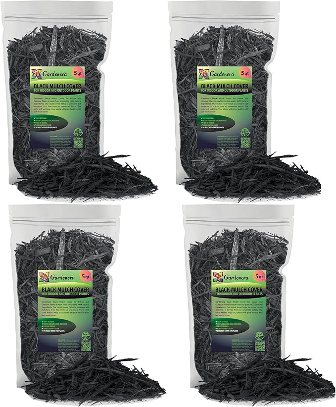 Gardenera Organic Black Mulch - Provide Natural Nutrients for Strong and Resilient Plants - 20 QUARTS