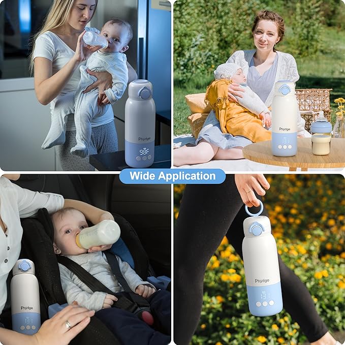 Portable Bottle Warmer for Travel,12.5oz Cordless Baby Milk Warmer on The go for Formula,Breastmilk,Water,3 Mins Fast Heating & Precise Temp Control Travel Essential