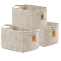 COMFY-HOMI 3PACK Cotton Rope Woven Basket With Handles for Shelves, Toy, Book, Cloth Storage Basket for Organizing|13.5" x 11" x 9.5" Decorative Nursery Cube Bin for Living Room（all brown）