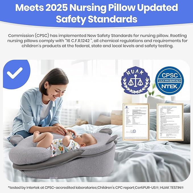 Baby Feeding Pillow, Anti Overflow Feeding Pillow for Reducing Spit-Up, Safety Nursing Pillow, Baby Lounger Reflux Wedge Breastfeeding, Removable top and Bottom